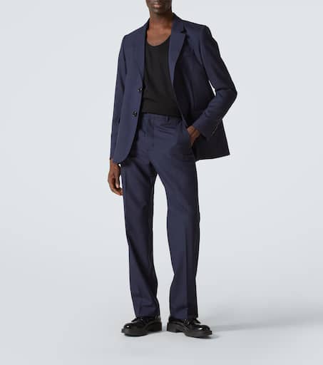 Virgin wool canvas straight pants