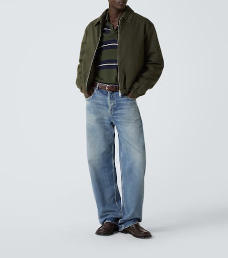 Striped wool and silk polo sweater
