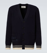 Logo ribbed-knit virgin wool cardigan