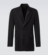 Leather-trimmed cotton-blend jacket