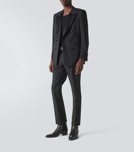Dyllan wool and mohair twill slim pants