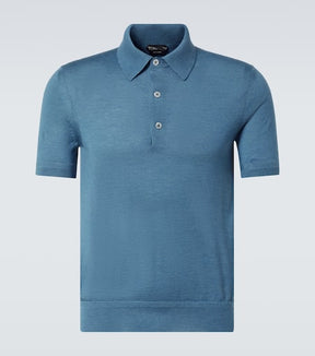 Cashmere and silk polo shirt