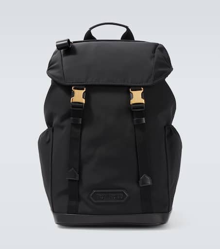 Leather-trimmed backpack