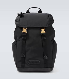 Leather-trimmed backpack