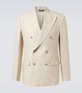 Double-breasted linen blazer