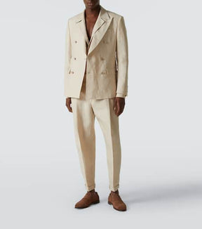 Double-breasted linen blazer