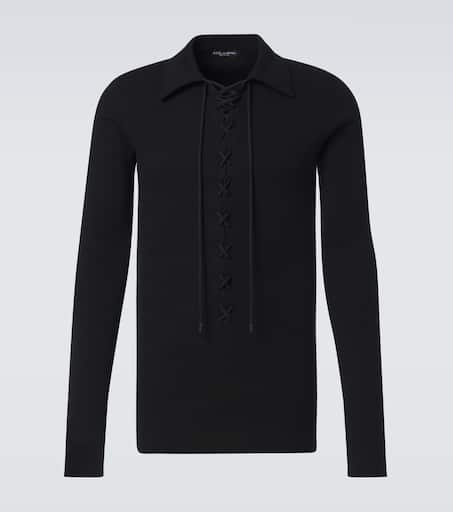 Jersey knitted polo cotton sweater