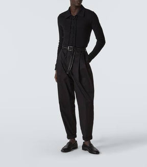 Jersey knitted polo cotton sweater