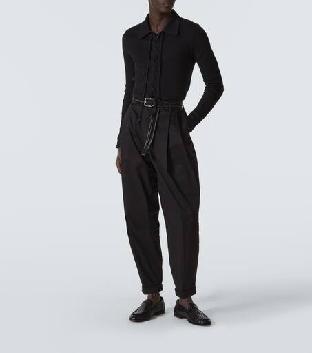 Jersey knitted polo cotton sweater