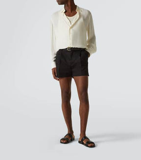 Cotton-blend gabardine shorts