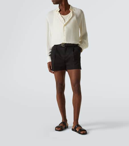 Cotton-blend gabardine shorts