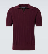 Ribbed-knit cotton polo shirt