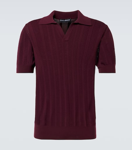 Ribbed-knit cotton polo shirt