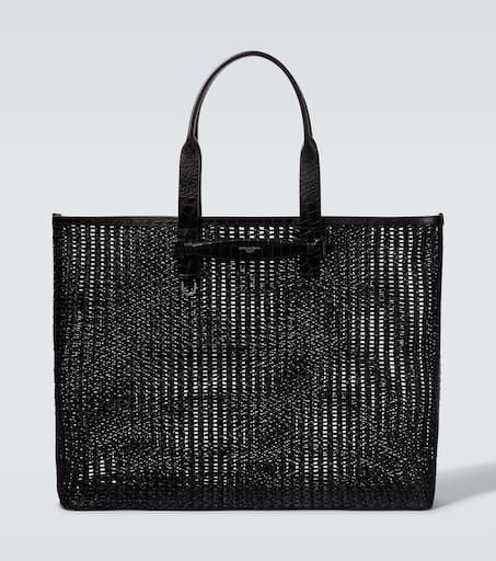 Adamo woven leather-trimmed shopper
