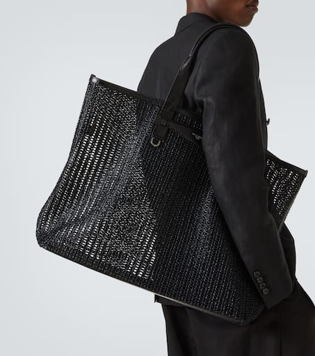 Adamo woven leather-trimmed shopper