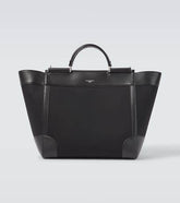 Leather-trimmed tote bag