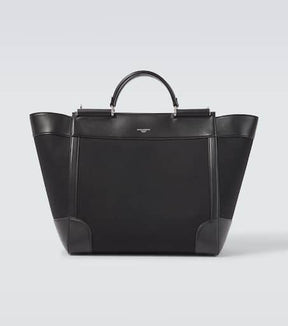 Leather-trimmed tote bag