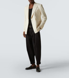 Striped cotton-blend blazer
