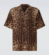 Leopard-print silk bowling shirt