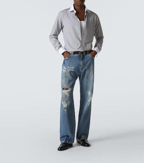 Striped cotton poplin shirt