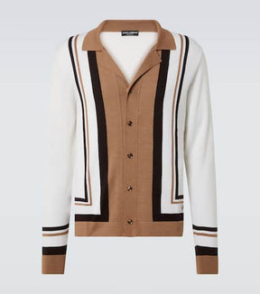 Wool and silk jacquard cardigan