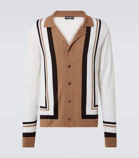 Wool and silk jacquard cardigan
