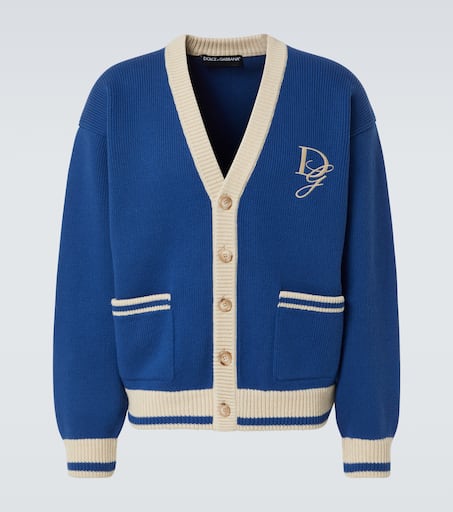 Embroidered virgin wool cardigan