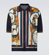 Printed silk and cotton bowling shirt