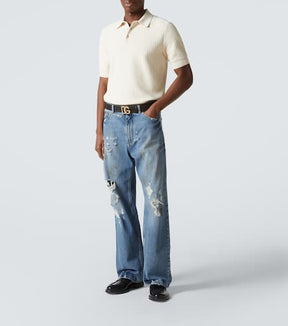 DG knitted cotton polo shirt