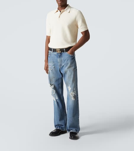 DG knitted cotton polo shirt