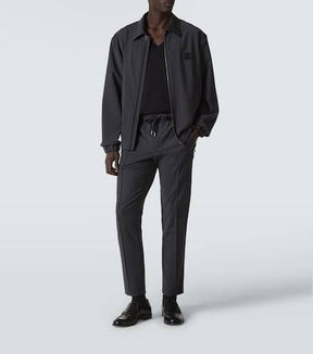 Wool-blend straight pants