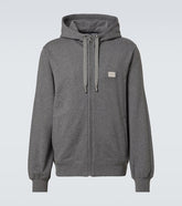 Logo cotton jersey zip-up hoodie
