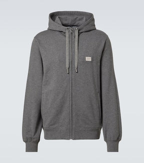 Logo cotton jersey zip-up hoodie