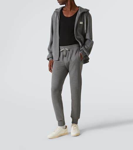 Logo cotton jersey zip-up hoodie