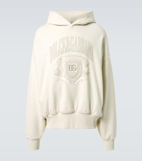 Embroidered cotton jersey hoodie