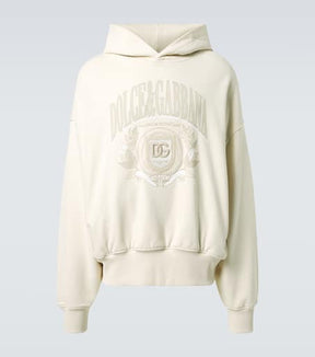 Embroidered cotton jersey hoodie