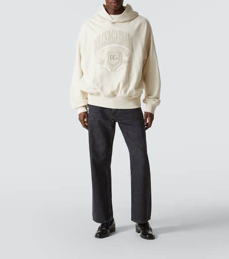 Embroidered cotton jersey hoodie