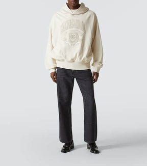 Embroidered cotton jersey hoodie