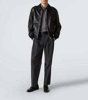Wool-blend straight pants