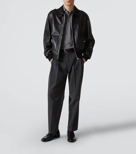 Wool-blend straight pants