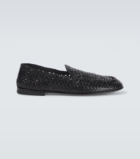Woven leather loafers