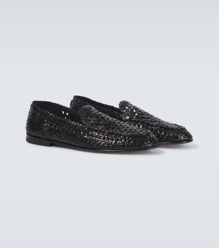 Woven leather loafers