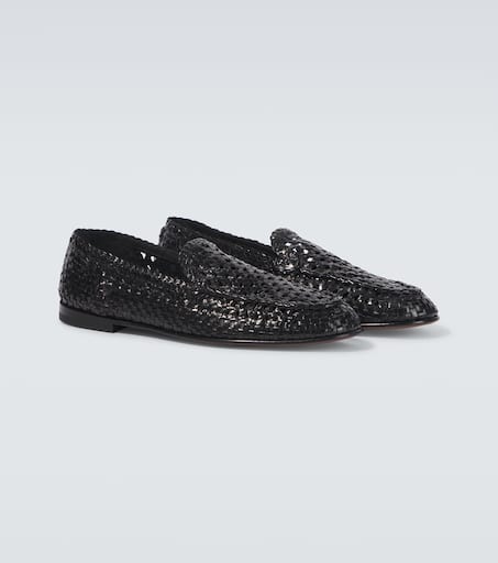 Woven leather loafers