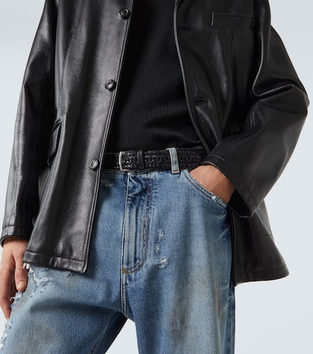 Braided leather belt