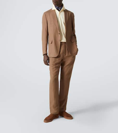 Single-breasted silk and linen blazer