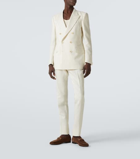 Dyllan pinstripe wool and silk blazer