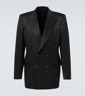 Striped wool and silk lamé blazer