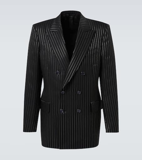 Striped wool and silk lamé blazer