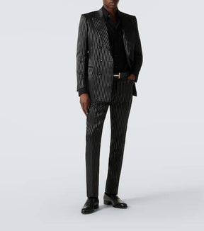 Striped wool and silk lamé blazer