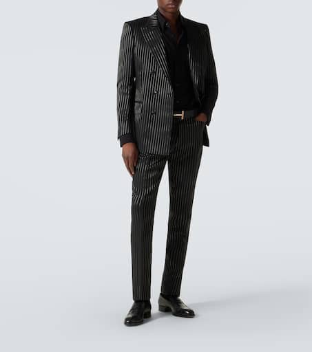 Striped wool and silk lamé blazer